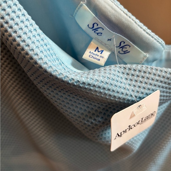 NWT She & Sky Elegant Baby Blue One-Shoulder Dress sz M - Picture 3 of 5